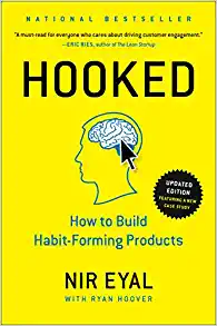 yellow book cover of Hooked: How to Build Habit-Forming Products